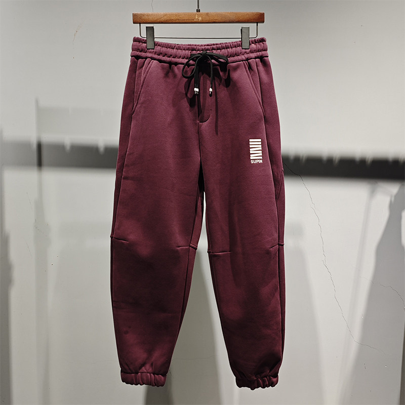 素拼男装K冬季新品休闲裤加绒厚款潮牌小众宽松百搭设计感长裤