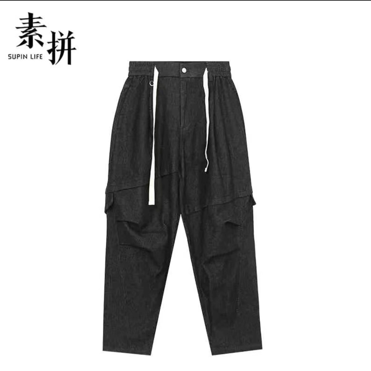 素拼长裤宽松青春流行牛仔裤