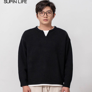 针织衫 新款 小V领假两件毛线衣SPAZZ457129AM1 2025冬季 素拼男装