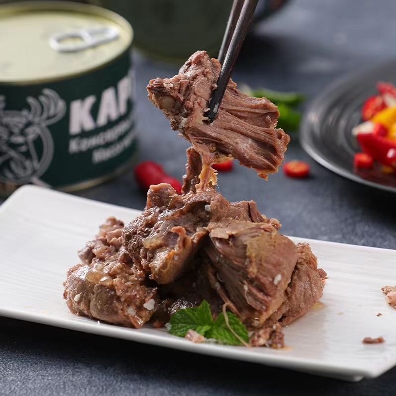 俄罗斯风味鹿肉罐头熟食即食温补滋补佳品食品400g野餐露营罐装