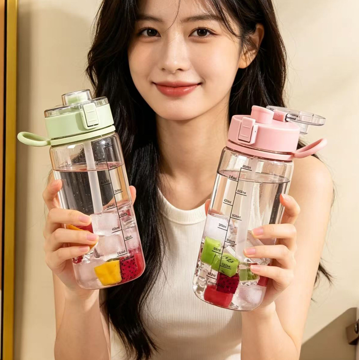 简约水杯高颜值男女生吸管网红塑随手杯