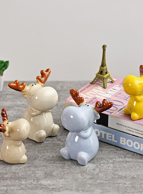 北欧陶瓷圣诞麋鹿摆件