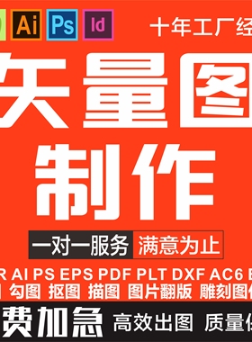 矢量图制作 cdr设计图片翻版 PS抠图 雕刻图代画ai勾图源文件制作