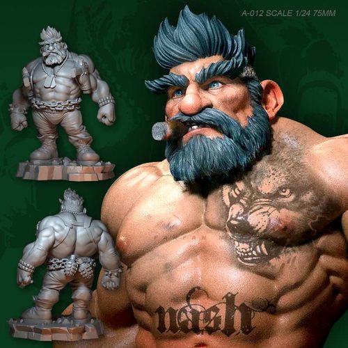 1/24(75mm) QQ肌肉猛男 双头版树脂兵人(白模) A-012