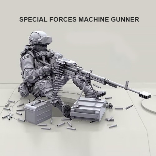 1/35（50mm）现代特种兵机枪手 单人 树脂兵人 白模 A-2111