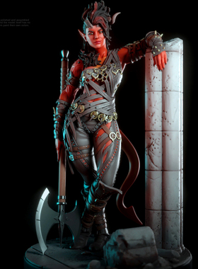 50mm 60mm 75mm 持斧兽女 树脂白模 TD-6240/3D