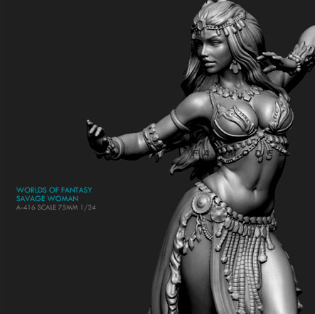 1/24 75mm 女舞者  树脂女兵人 白模(原特)  a-416