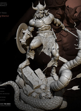 76mm 1/24 ZBBOY监制 斩蛇勇士 树脂手办 古代兵人 白模 TD-3064