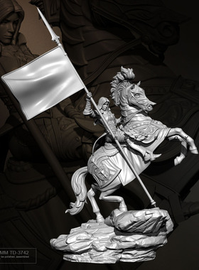 95mm ZBBOY监制 龙骑士团旗手 树脂兵人 白模 TD-3742