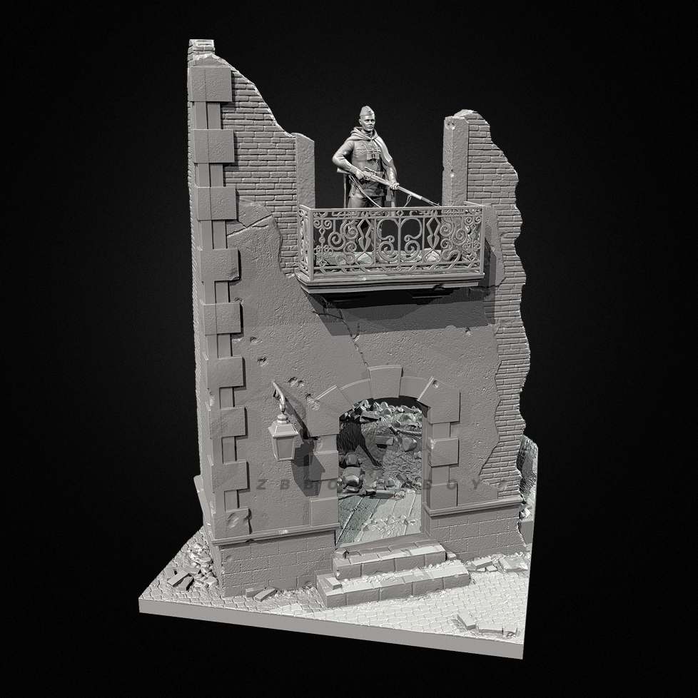 1/35（1个兵人+场景）二战地台场景树脂兵人白模 TD-7348+3D