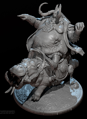 全高 45mm 65mm 河马与怪肥佬 树脂白模 TD-6273/3D