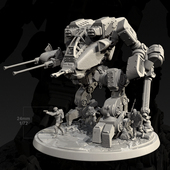 树脂兵人 机甲突击小队 白模 人高 7686 24mm