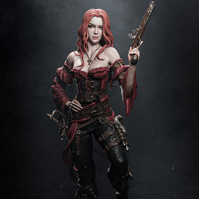 人高 38mm 50mm 75mm 加勒比女火炮手 树脂兵人 白模 TD-7687/3D