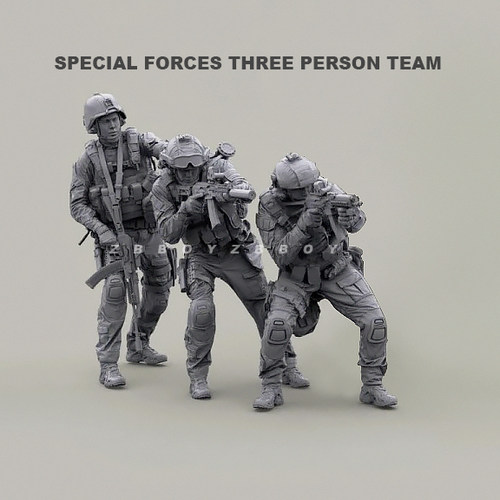 1/35 现代特种部队兵人3人作战小组(3人组) 树脂兵人 白模 A-2110