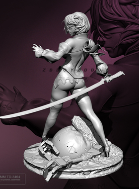 76mm ZBBOY监制 长刀2B女侠 树脂兵人 白模 TD-3464
