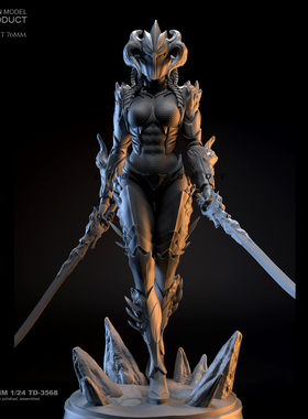 76mm ZBBOY监制 双刀骨魔女  树脂兵人 白模 TD-3568/3D