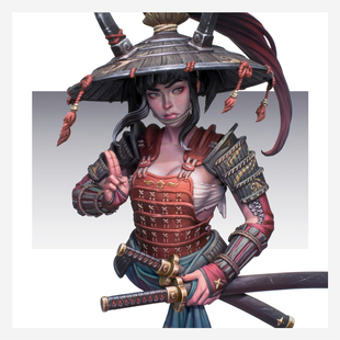 1/10 东方武士小梅半身像 树脂兵人 白模 A-2325