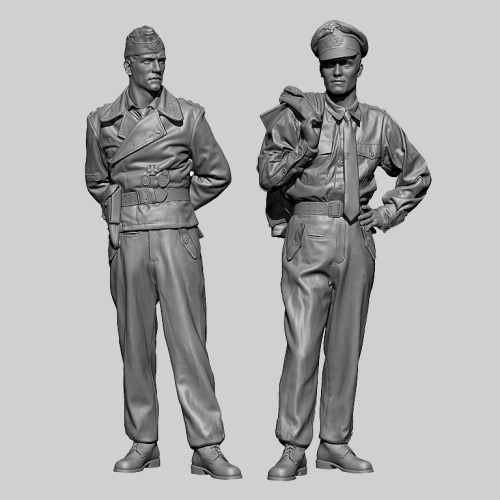 1/35 二战欧洲军官（2人）树脂兵人 白模 A-2301