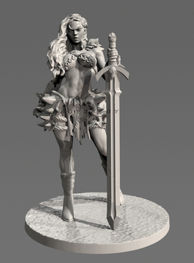 兽族女剑士 人高 38mm 50mm 75mm 树脂兵人白模 TD-7606/3D