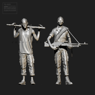 1/35 50mm ZB监制 民兵武装人员 树脂兵人 白模 TD-4325/3D