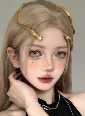 缠绕蛇形项链个性开口随意造型蛇骨项圈欧美辣妹设计夸张头饰男女