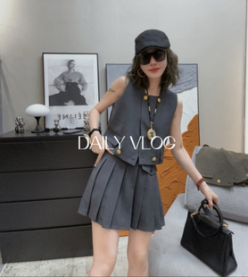 韩国女团风2024早秋新款时尚百搭气质小香风马甲短裤两件套女青春