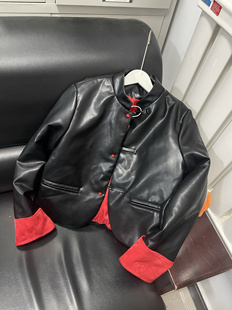 新中式国风盘扣蛋白皮二棉外套洋气长袖拜年服薄棉精神利索显瘦女