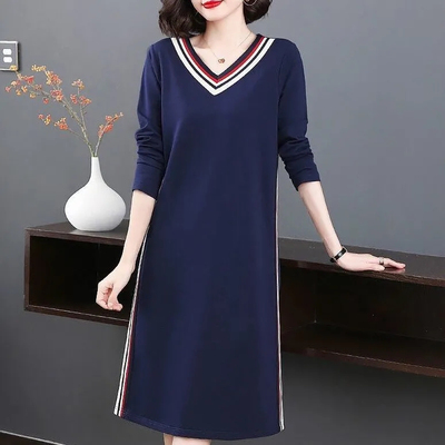 洋气显瘦遮腹中长款A字连衣裙