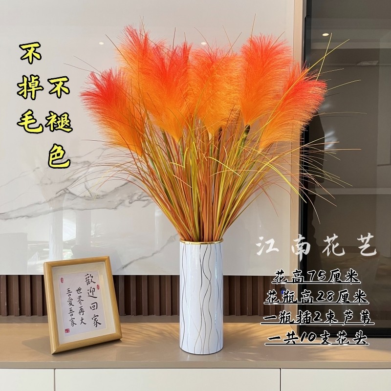 网红5头芦苇花仿真花客厅电视柜摆设花束桌面橱窗装饰品干花绢花,家居饰品,仿真花/假花,淘宝优惠券,粉丝福利购,淘宝优惠卷
