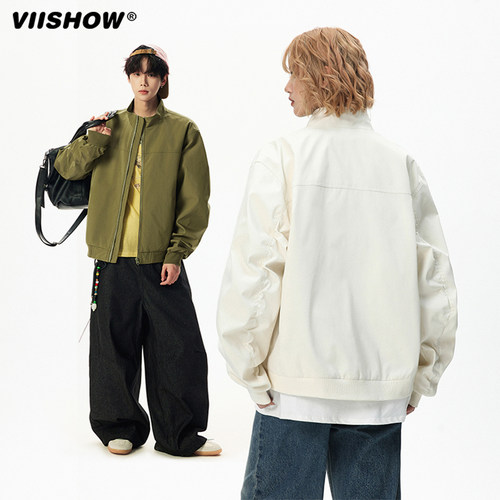 VIISHOW情侣装美式cleanfit立领工装飞行服夹克潮牌棒球服外套男