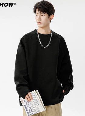 VIISHOW德绒打底衫男女秋季长袖t恤上衣百搭白色圆领卫衣2025新款