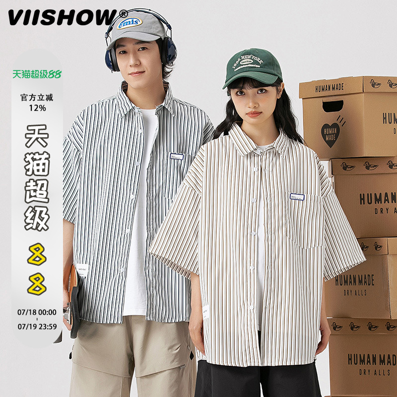 潮牌短袖衬衫VIISHOW情侣宽松