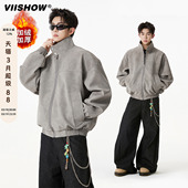 潮牌宽松外套男女同款 秋季 街头痞帅扎染立领夹克男士 VIISHOW美式