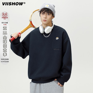 宽松情侣装 VIISHOW圆领卫衣男士 重磅潮牌套头衫 新款 运动上衣 秋季