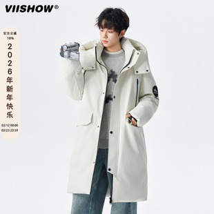 VIISHOW冬季90鸭绒中长款派克羽绒服男潮牌情侣保暖防寒百搭外套