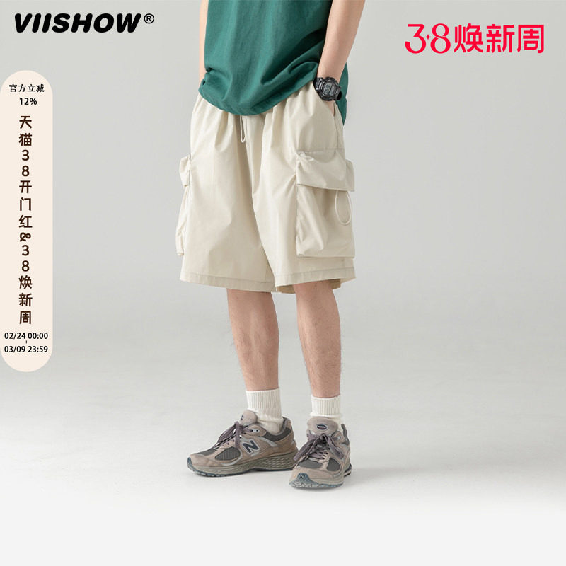 VIISHOW工装短裤男夏季薄款高街潮牌宽松大码五分裤休闲运动5分裤