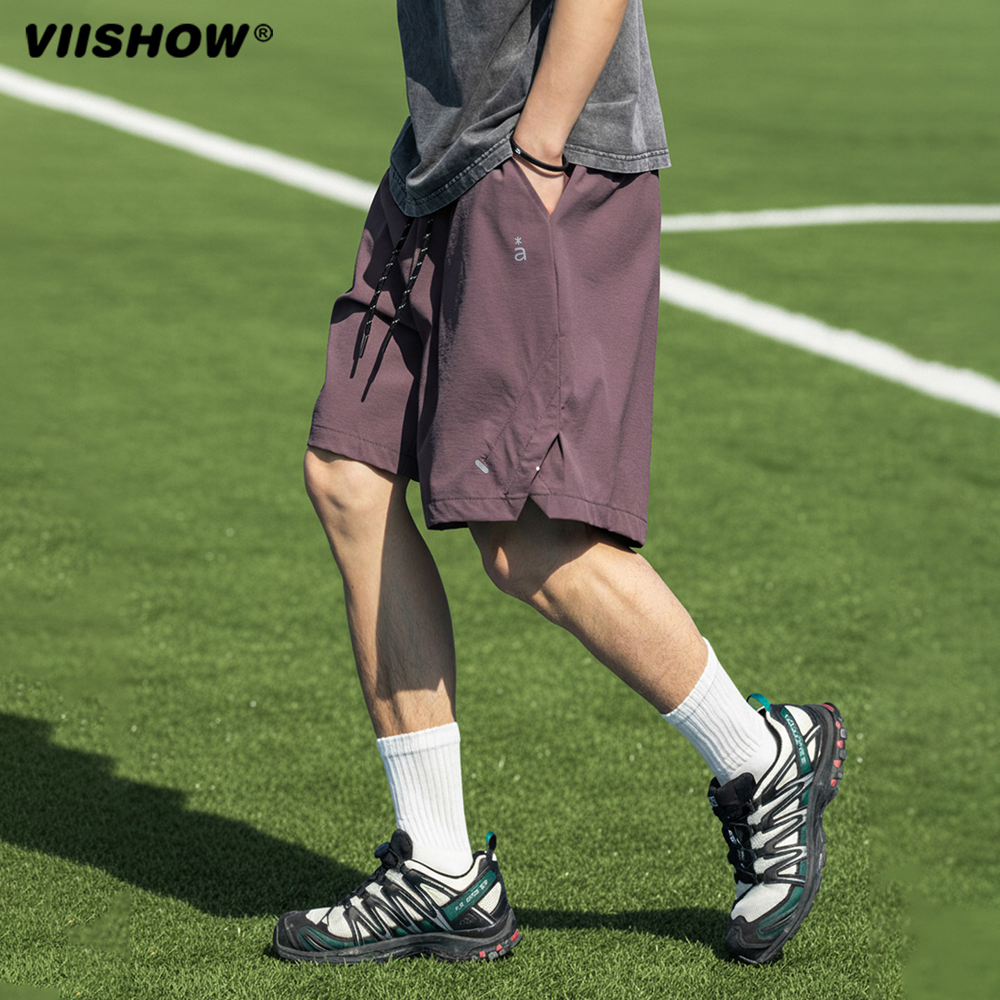 VIISHOW山系户外速干工装短裤男夏季潮牌机能运动中裤宽松五分裤
