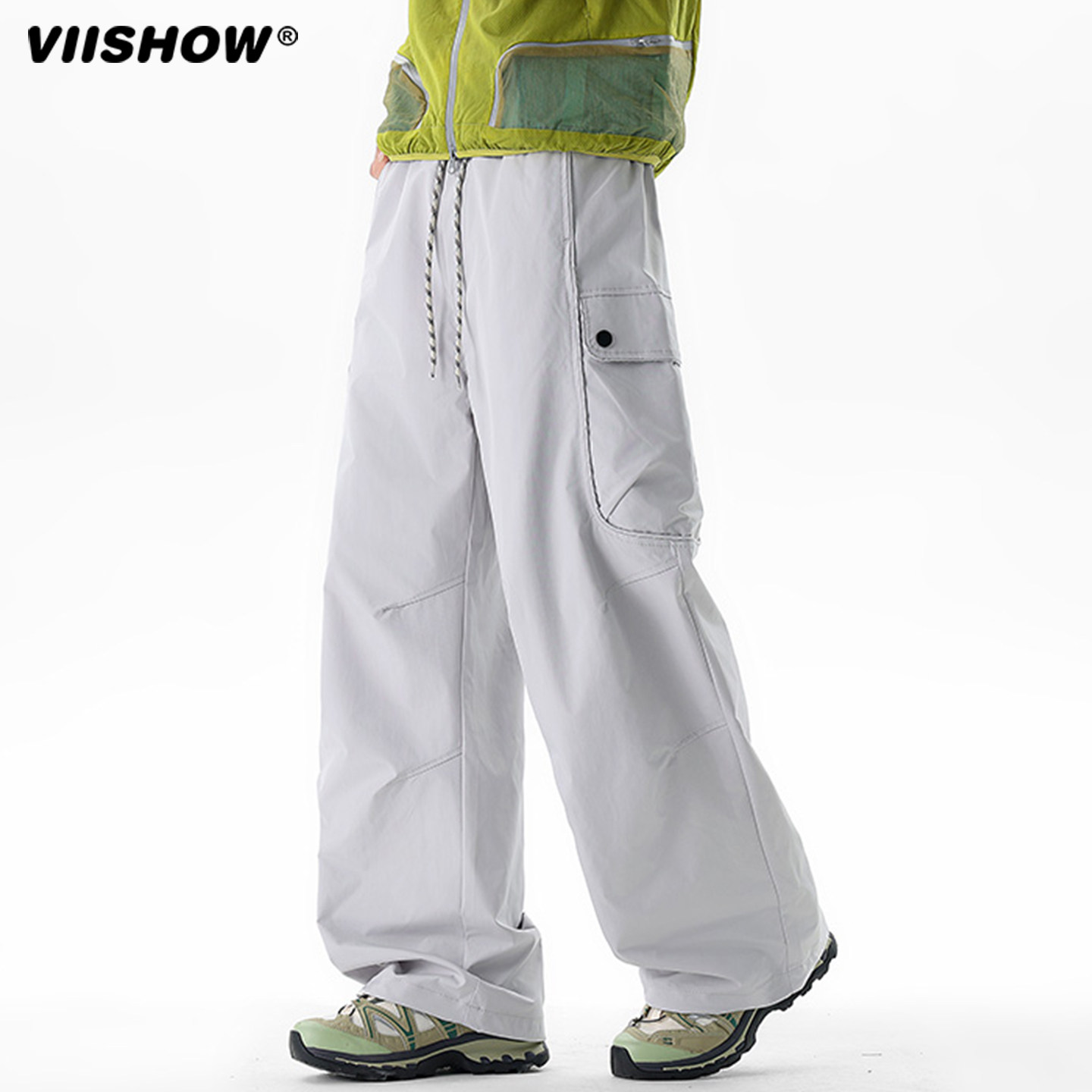 VIISHOW冲锋裤男女款2026新款防风防水登山裤工装阔腿速干运动裤