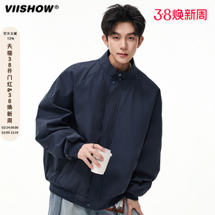 VIISHOW美式哈灵顿立领外套男士春季新款宽松棒球服工装教练夹克