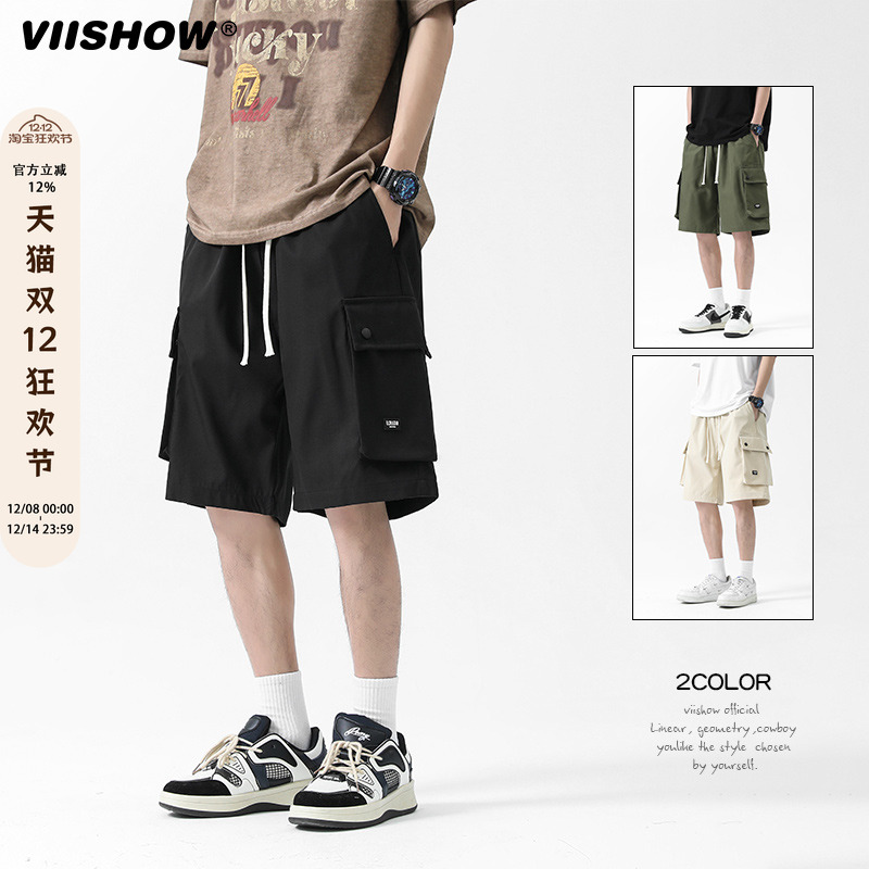 VIISHOW工装短裤男潮牌裤子宽松夏季美式运动裤男士休闲裤五分裤