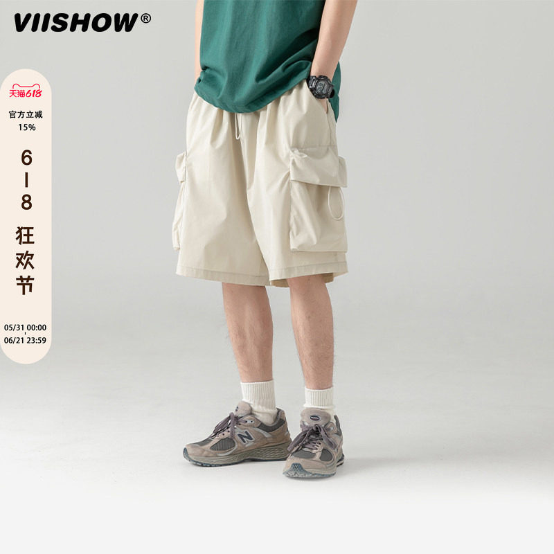 VIISHOW工装短裤男夏季薄款高街潮牌宽松大码五分裤休闲运动5分裤