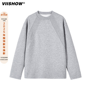 boxy正肩上衣 T恤男潮牌短款 VIISHOW美式 解构曼巴棉cleanfit长袖