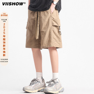 街头宽松百搭五分中裤 男夏季 短裤 VIISHOW潮牌复古机能风直筒工装