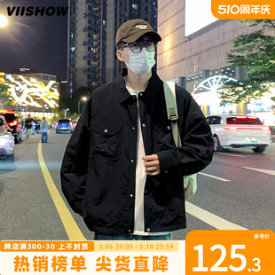 夹克 潮牌ins宽松上衣服休闲港风工装 韩版 VIISHOW牛仔外套男秋季