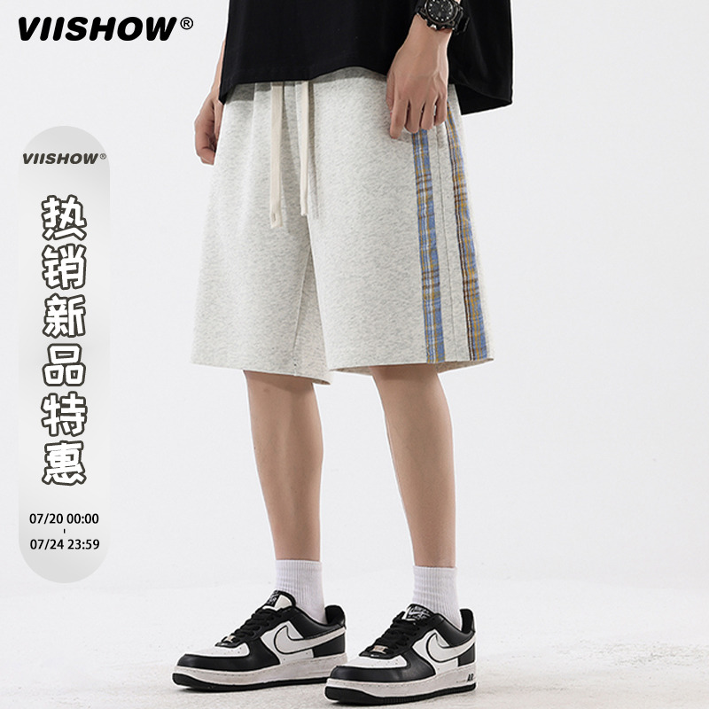 VIISHOW纯色短裤男夏季2025新款潮牌宽松休闲五分裤运动篮球中裤