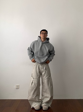 Daily 1|boxy重磅加绒廓形连帽卫衣街头感宽松百搭纯色套头帽衫潮