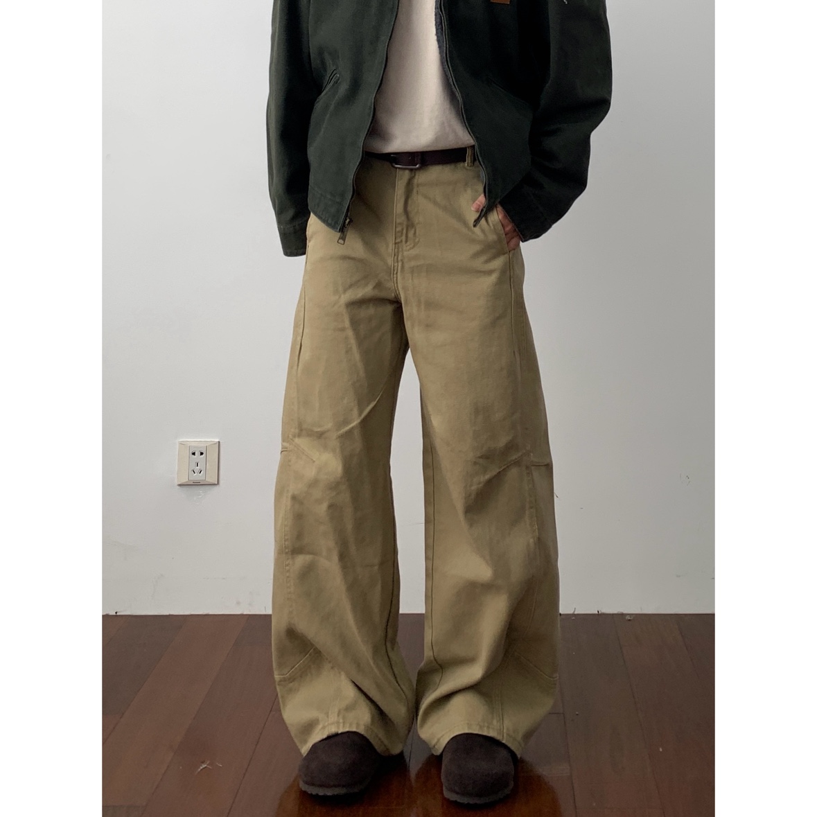 Daily1|纯色A字直筒工装裤美式复古宽松百搭休闲长裤显瘦cleanfit