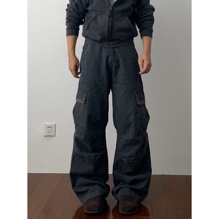 复古宽松堆积感长裤 古着感做旧直筒工装 美式 水洗做旧潮 裤 Daily