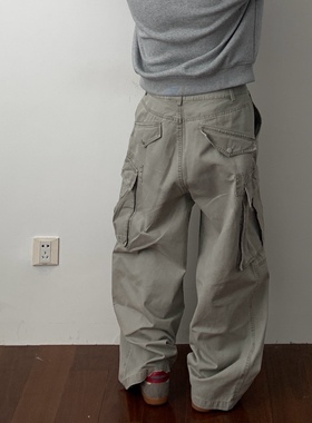 Daily1堆积感低档工装裤重工酵洗补丁拼接宽松休闲裤低档肥佬长裤