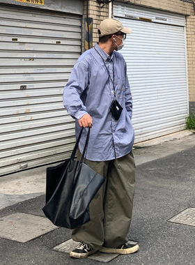 Daily 1｜直筒工装裤 日系堆积阔腿灯笼裤纯色宽松束脚长裤秋冬男